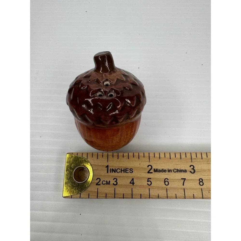 Ceramic Acorn Salt Pepper Shakers Set Oak Leaf Tray Fall Thanksgiving Decor